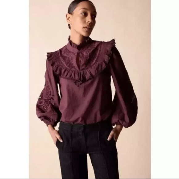 St. Roche Clair Blouse in Raisin, Embroidery and Lace. Size 2. NWT! - Picture 2 of 8